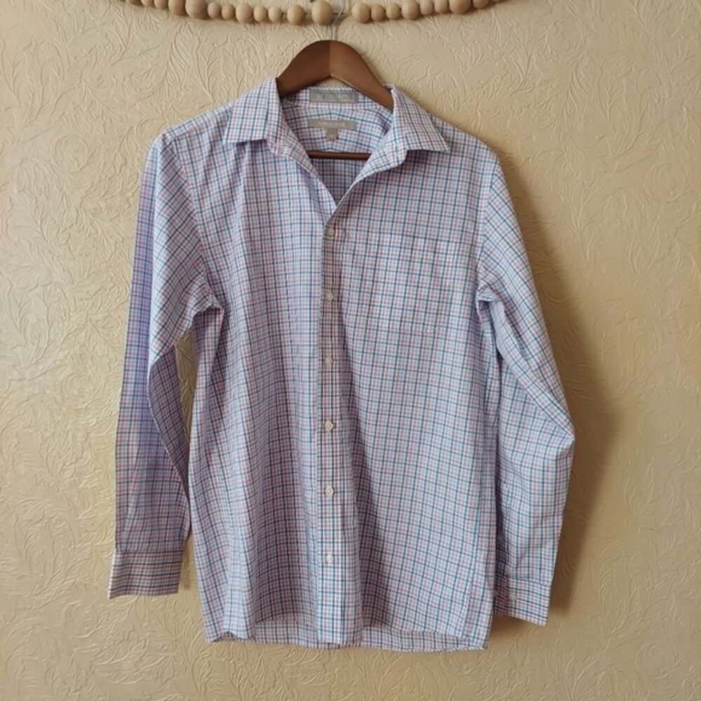 Nordstrom Button Down Shirt Boy's Pastel Plaid Easter Spring Long Sleeve Sz 20